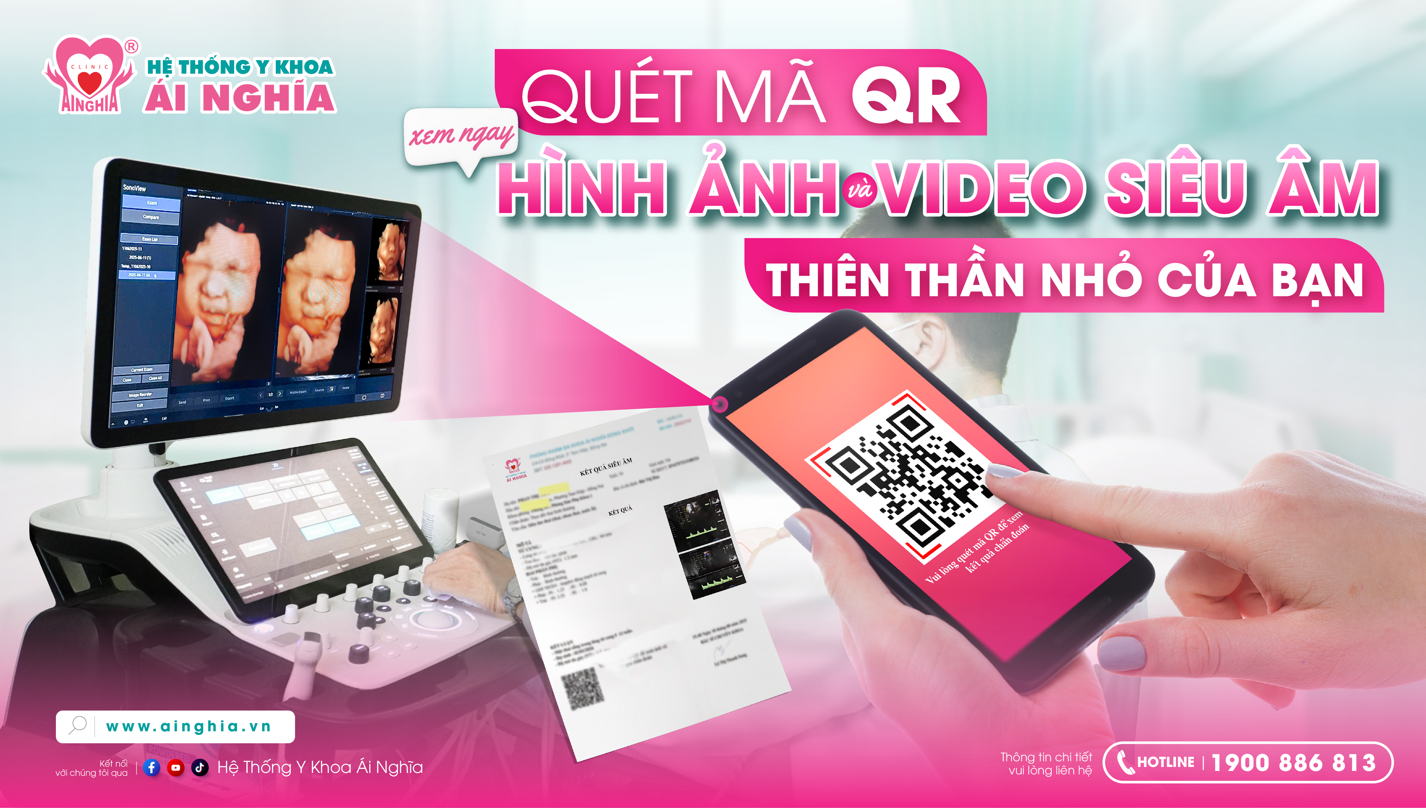 Lưu giữ trọn vẹn khoảnh khắc siêu âm cùng bé yêu tại Ái Nghĩa bằng 1 lần quét mã QR