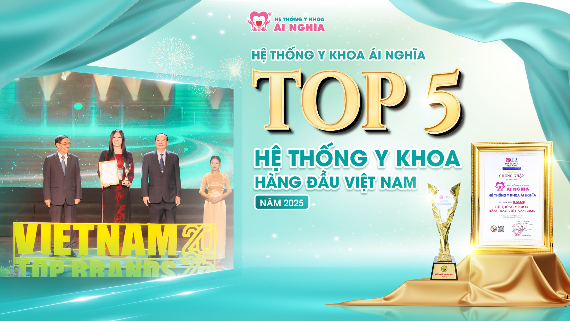 Hệ thống Y khoa Ái Nghĩa vinh dự đón nhận giải thưởng Top 5 hệ thống Y khoa hàng đầu Việt Nam 2025
