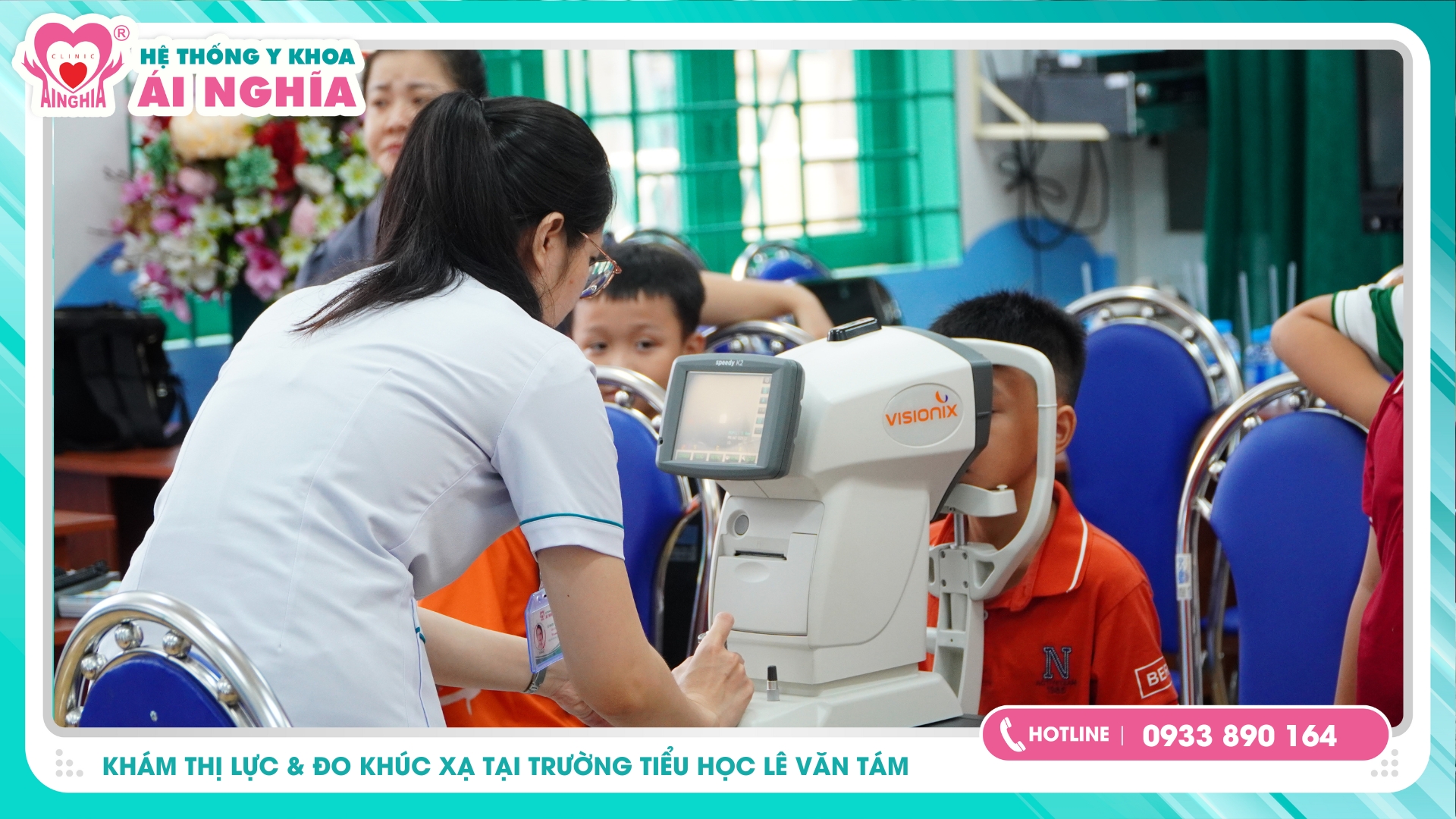 Khám và Đo khúc xạ Tầm soát khúc xạ học đường cho Học sinh Tiểu học Lê Văn Tám.