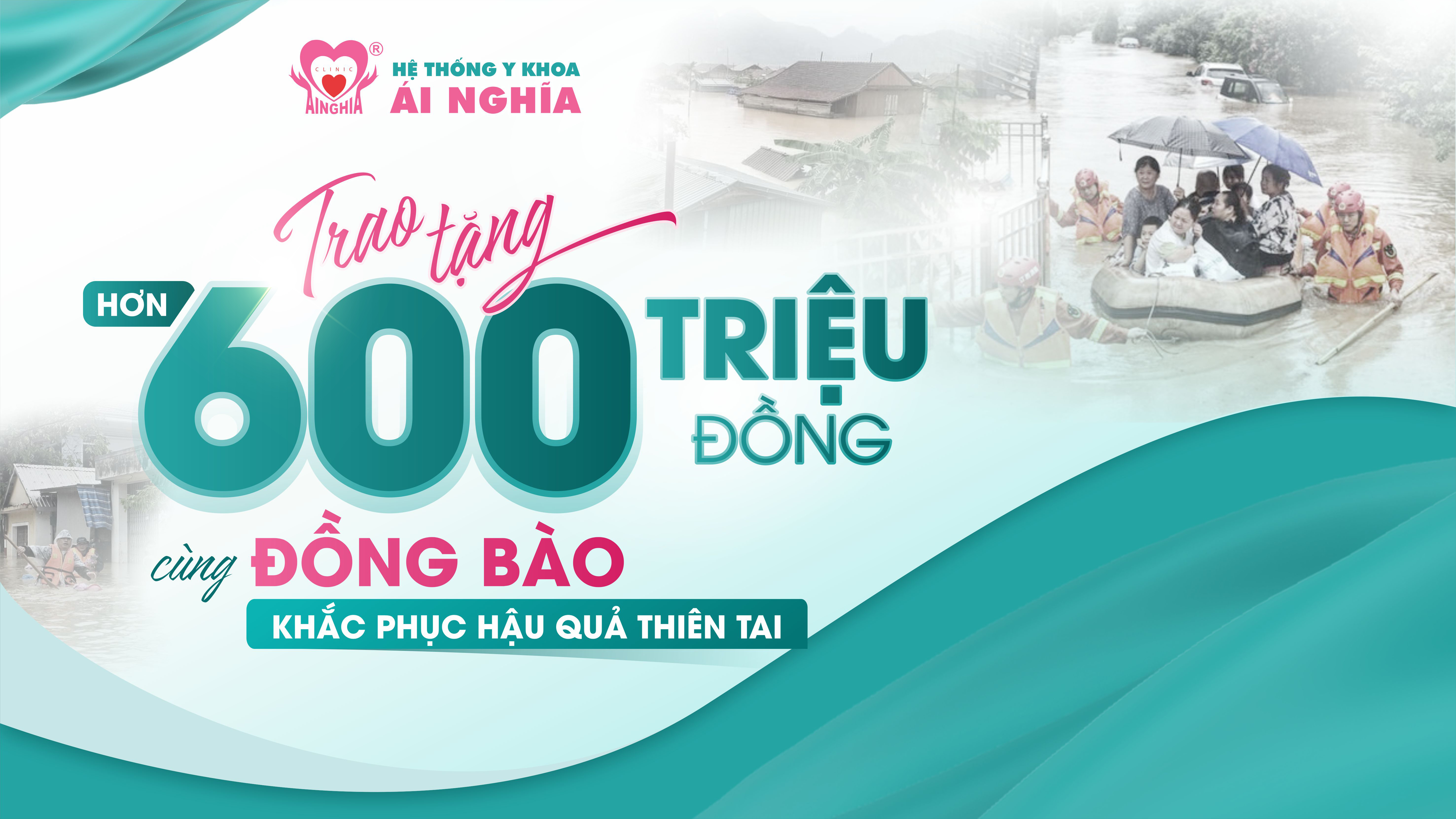 Hệ thống Y khoa Ái Nghĩa trao tặng hơn 600 triệu đồng cùng đồng bào khắc phục hậu quả thiệt hại do mưa lũ.